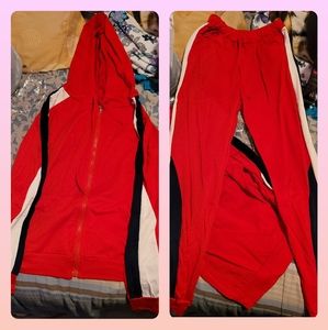 Red jacket and pants jogger set